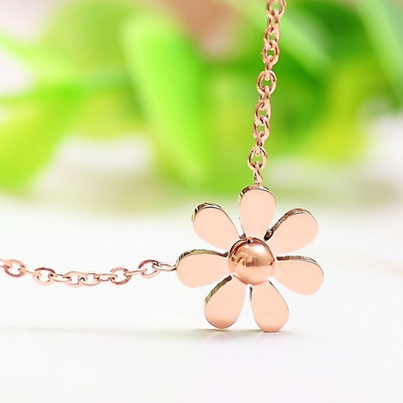 [Australia] - KESTYLE Womens Girls Fashion Stainless Steel Vintage Daisy Flower Pendant Necklace Rose Gold 