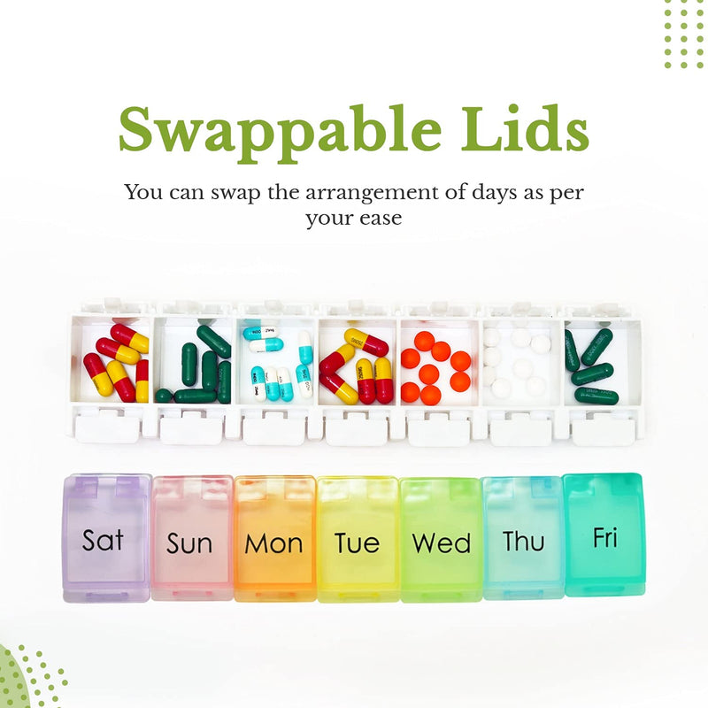 [Australia] - Pill Box Organiser – Weekly Pill Organiser for Vitamins, Supplements, and Medication for Travel, Medicine Storage Box – Premium Quality Food Grade Material 