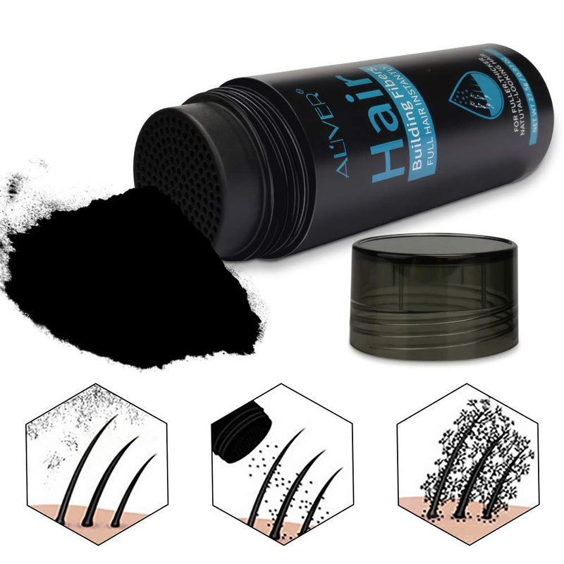 [Australia] - Hair Building Fibers, Nature Keratin Hair Fibers Black, Full Hair Instantly, Professional Quality Fiber Hair Powder Spray for Men and Women (Black) Black and Spray Applicator 
