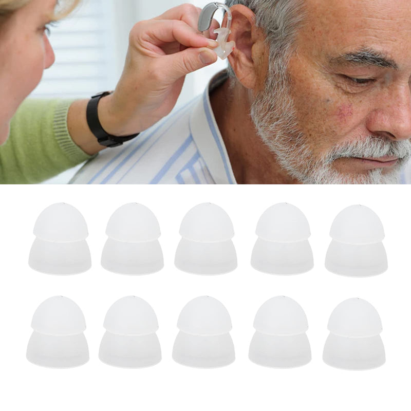 [Australia] - 10pcs Hearing Aid Domes, 8mm Mushroom Soft Silicone Double Layer Closed Type Washable Anti Static Ear Tips for Hearing Sound Amplifiers Hearing Aids(White) White 