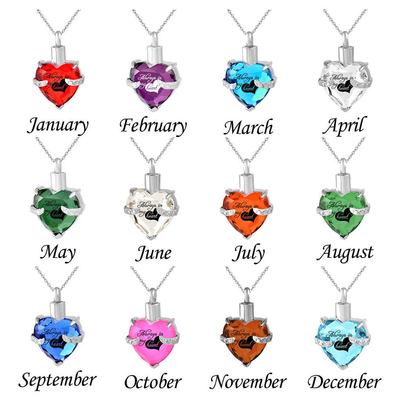 [Australia] - HQ Stainless Steel Cremation Jewelry Heart Ashes Keepsake Crystal Pendant Urn Necklace Ashes Engraved Keepsake Memorial Pendant January 