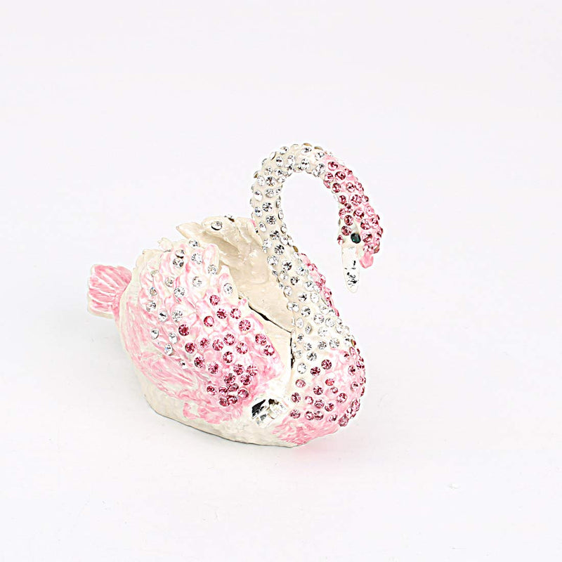 [Australia] - Hophen Diamond Swan Trinket Keepsake Box Hinged Figurine Collectible Ring Holder Wedding Favor Gift (Pink) 