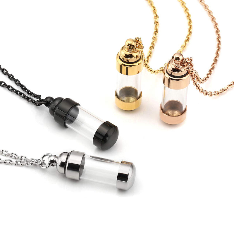 [Australia] - Zysta Personalized Engraving Acrylic Cylinder Urn Necklaces for Ashes Clear Glass Tube Vial Creamation Necklace Custom Ash Urns Locket Pendant Keepsake Memorial Jewelry Silver (9*31mm) non-engraving 