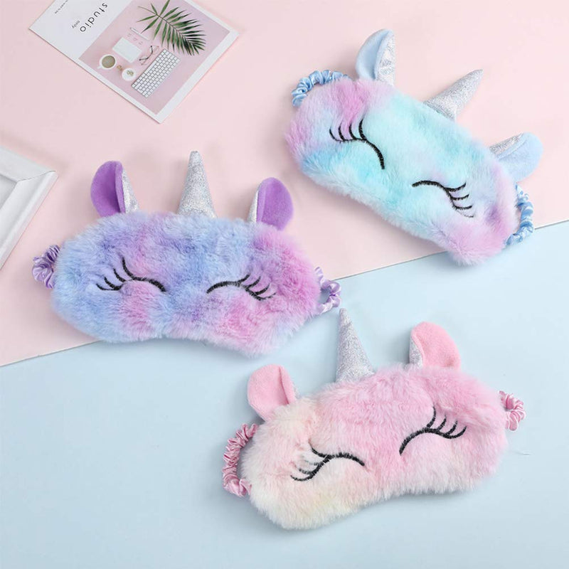 [Australia] - Amosfun Unicorn Sleeping Mask Plush Animal Unicorn Horn Blindfold Eye Cover Sleep Mask Eye Patch for Women Girls Kids 