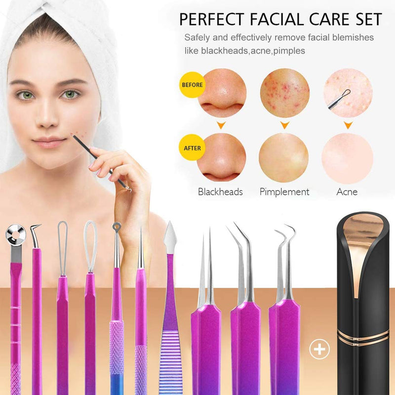 [Australia] - Blackhead and Blemish Remover, Aooeou Pimple Popper Tool Kit - Comedone Extractor Acne Removal Kit for Blemish, Whitehead Popping, Zit Removing for Nose Face Color 