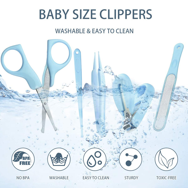 [Australia] - Vicloon Baby Nail Kit, 5-in-1 Baby Nail Care Set, Baby Nail Care Tool, Baby Manicure Set Includes Nail Clippers, Scissor, Earpick, Nail File and Tweezer for Newborn Infant Toddler blue-5pc 