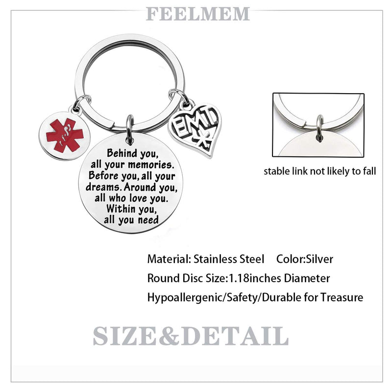 [Australia] - FEELMEM EMT Gift EMT Graduation Gifts Behind You All Memories Before You All Your Dream EMT Keychain Emergency Medical Technician Gift Paramedic Gifts Keyring 