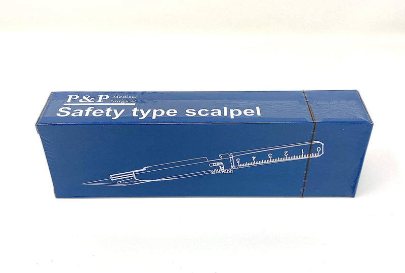 [Australia] - Disposable Safety Scalpels Sterile Surgical Blade Size 10 Stainless Steel with Plastic Handle & Metric Line Individually Foil Wrapped by P&P MEDICAL SURGICAL Box of 10 