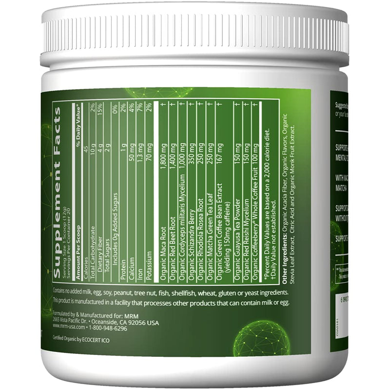 [Australia] - MRM Nutrition Organic Pre-Workout Powder | Island Fusion Flavored | Superfoods + 150mg Natural Caffeine + adaptogens | Clean Energy + Focus| Healthy Blood Flow | Vegan + Non-GMO | 20 Servings 