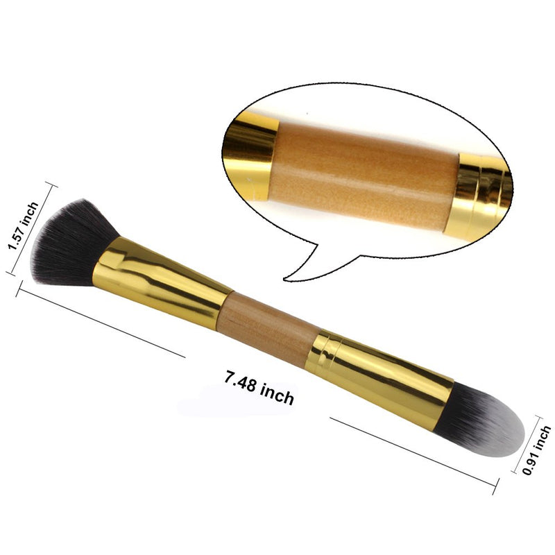 [Australia] - NMKL38 Double Ended Contour Highlight Makeup Brush for Cream, Powder, Foundation, Bronzer and Concealer Blending, Contouring and Highlighting Cosmetics Brush - Vegan and Cruelty Free Gold 