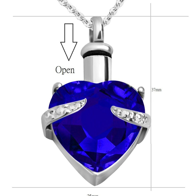 [Australia] - JMQJewelry Heart Cremation Jewelry Urn Necklace for Ashes Memorial Keepsake Pendant Blue 