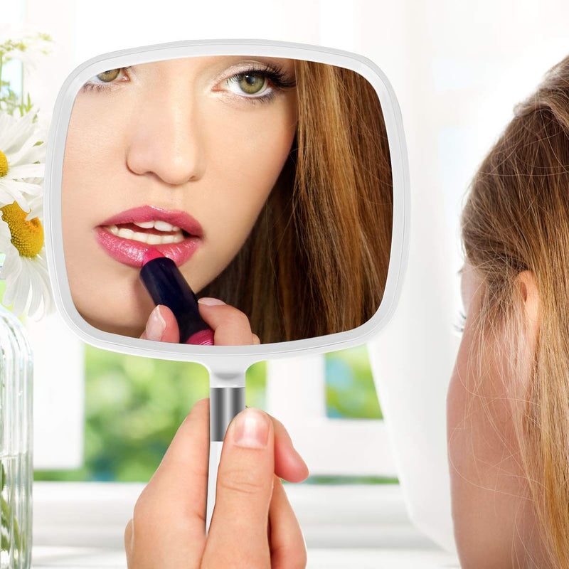 [Australia] - Snowflakes Large Hand Mirror with Handle-Hang Handheld Mirror Hairdresser Mirror.(White) 
