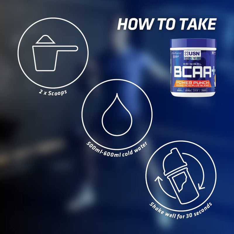 [Australia] - USN BCAA Power Punch, BCAA Powder with Vitamin B6 Intra Workout Amino Drink, Watermelon, 200 g 