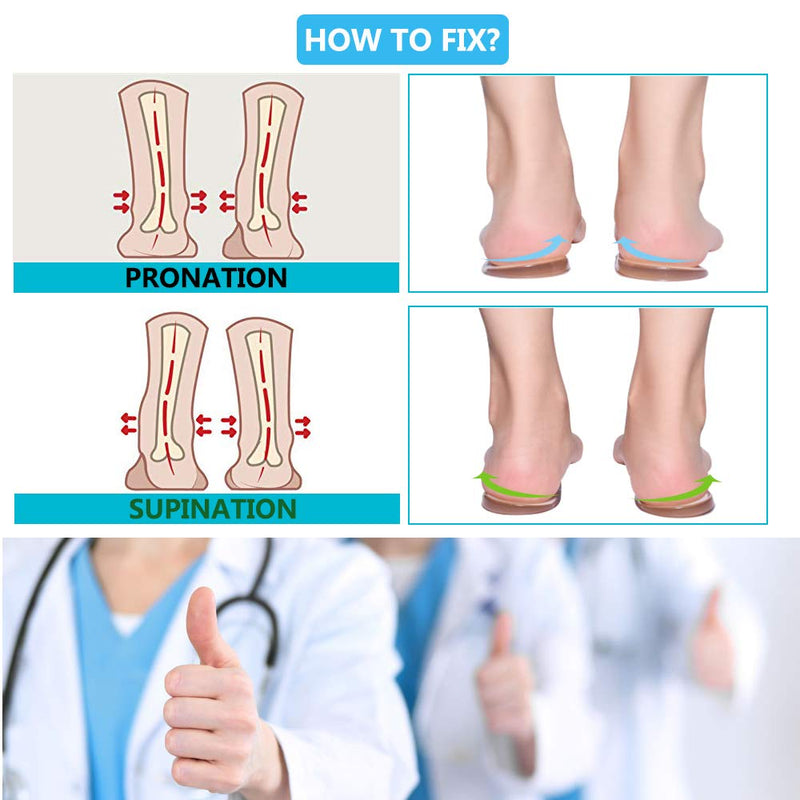 [Australia] - Medial & Lateral Heel Wedge Silicone Insoles, Supination & Pronation Corrective Heel Insoles, Gel Adhesive Shoe Inserts for Foot Alignment, Knock Knee Pain, Bow Legs, O/X Type Leg-3 Pairs 