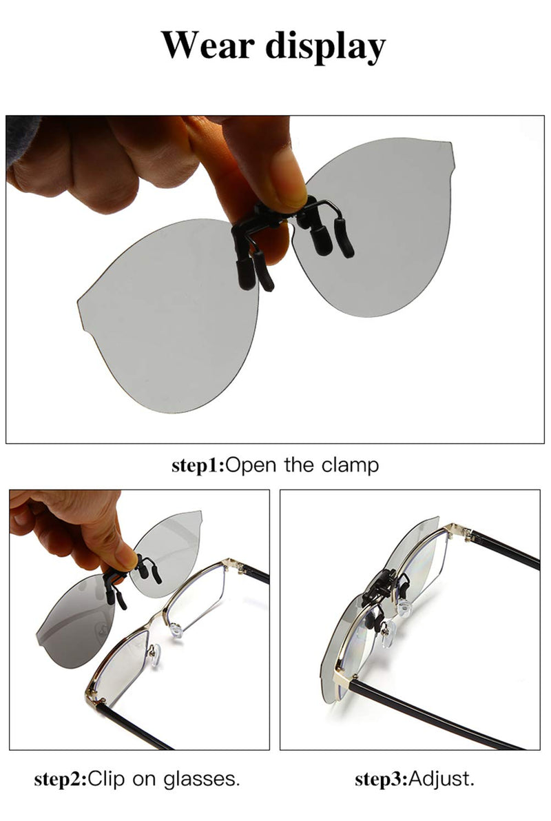 [Australia] - Polarized Clip-on Sunglasses Anti-Glare UV400 Protection Flip Up Rimless Lens for Prescription Glasses Blue Film 