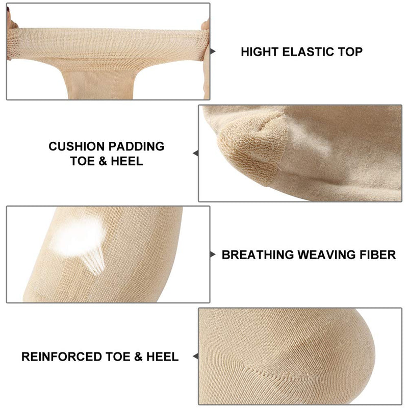 [Australia] - KitNSox Diabetic Crew Socks Mens Womens Cotton Seamless Cushion Non Binding Socks 1/3/6 Pack M/L/XL 6 Pack Beige Medium 