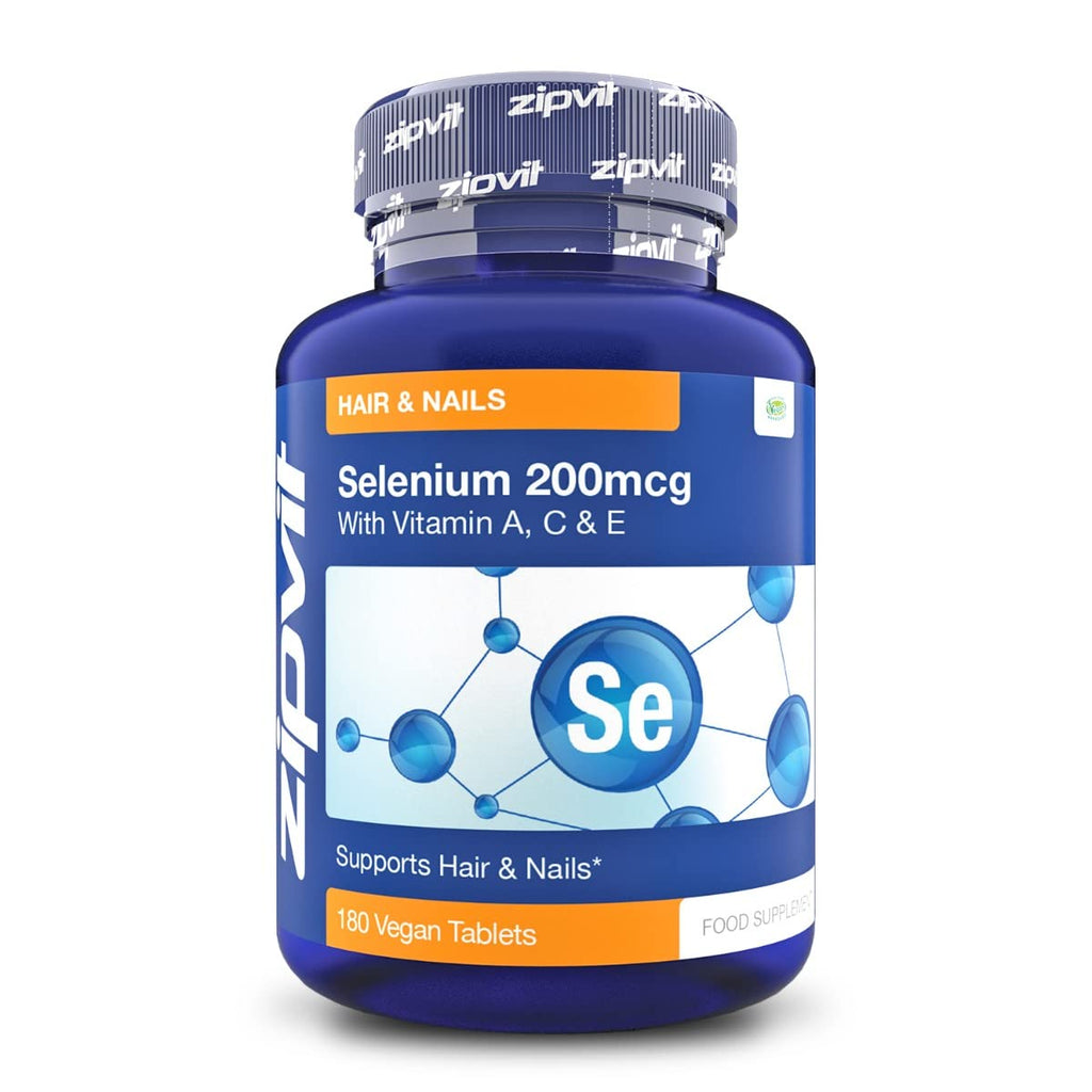 [Australia] - Selenium 200mcg with Vitamins ACE, 180 Vegan Tablets, High Strength Selenium Supplement, Supports Hair and Nails, Immune System and Thyroid Function, 6 Month Supply, UK Supplier 