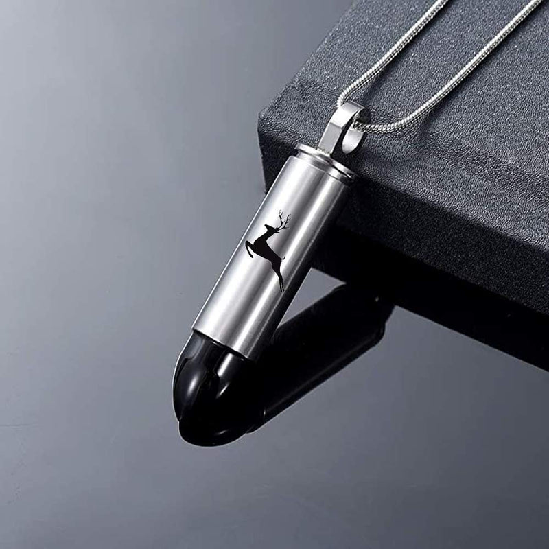 [Australia] - Yinplsmemory Cremation Jewelry Deer Bullet Pendant Urn Necklace for Ashes Keepsake Memorial Jewelry for Ashes for Men Papa 