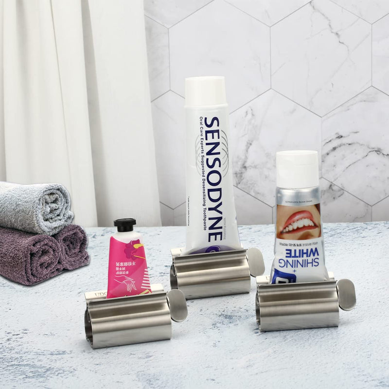 [Australia] - Toothpaste Squeezer - Metal Tube Squeezer Stainless Steel Tube Wringer UDQYQ Toothpaste seat Holder Stand (2 Pack) (Silver) Silver 