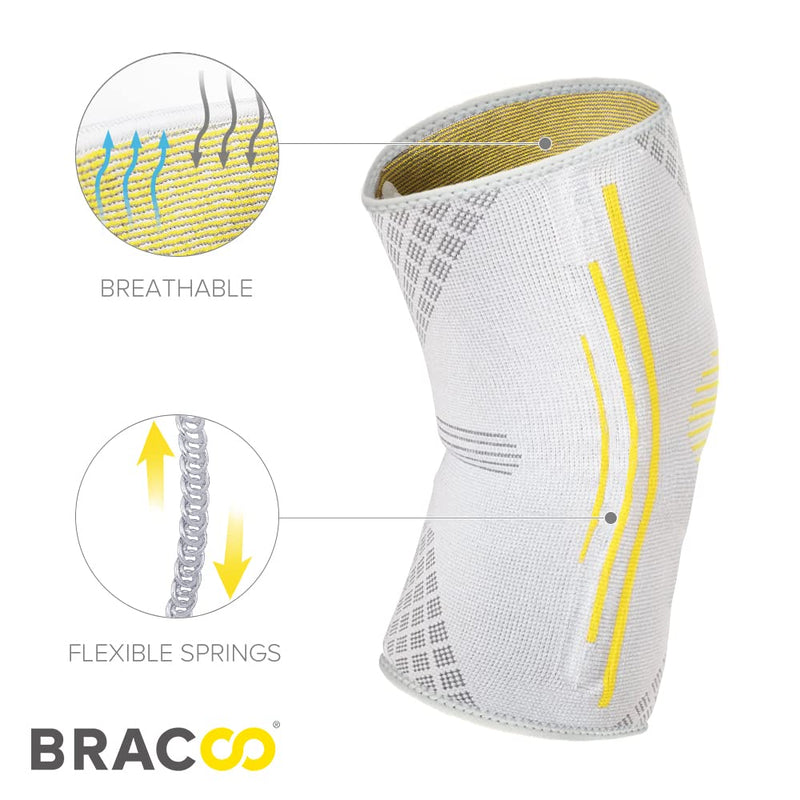 [Australia] - Bracoo Knee Brace, Knee Compression Sleeve Support for Men Women with Side Stabilizers, Dynamic Compression Lightweight & Breathable Support - Arthritis Pain, Injury Recovery, Running, Workout, 1 Count, KE92 Medium 