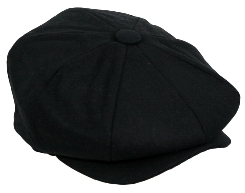 [Australia] - Epoch Men's Classic 8 Panel Wool Blend newsboy Snap Brim Collection Hat Black X-Large 