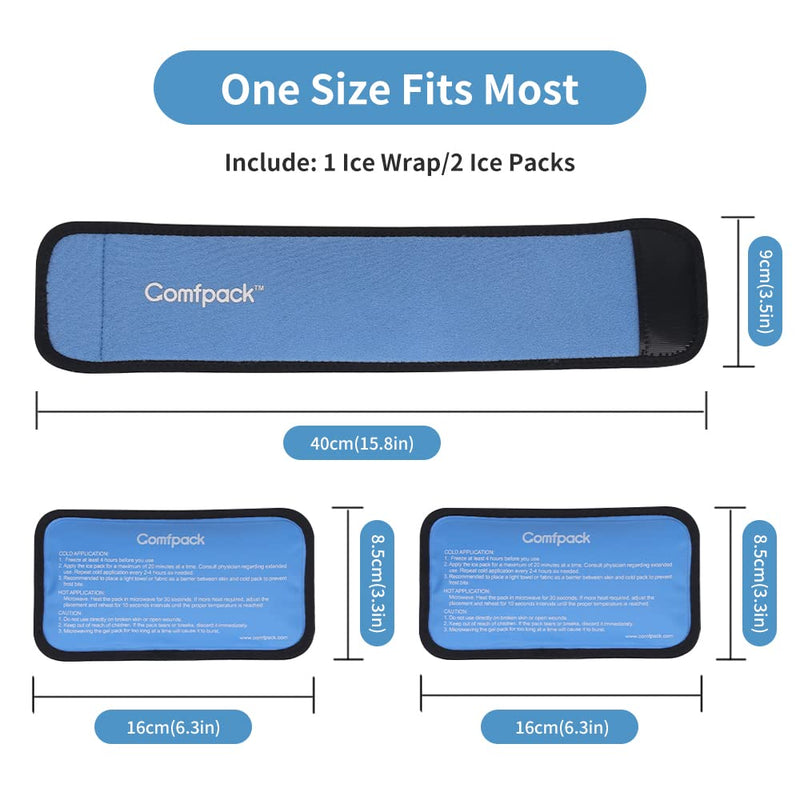 [Australia] - Comfpack Cold Therapy Wrap with 2 Packs for Pain Relief, Reusable Gel Ice Packs for Foot Plantar, Wrist, Ankle, Great for Sprains, Muscle Pain, Bruises, Injuries 