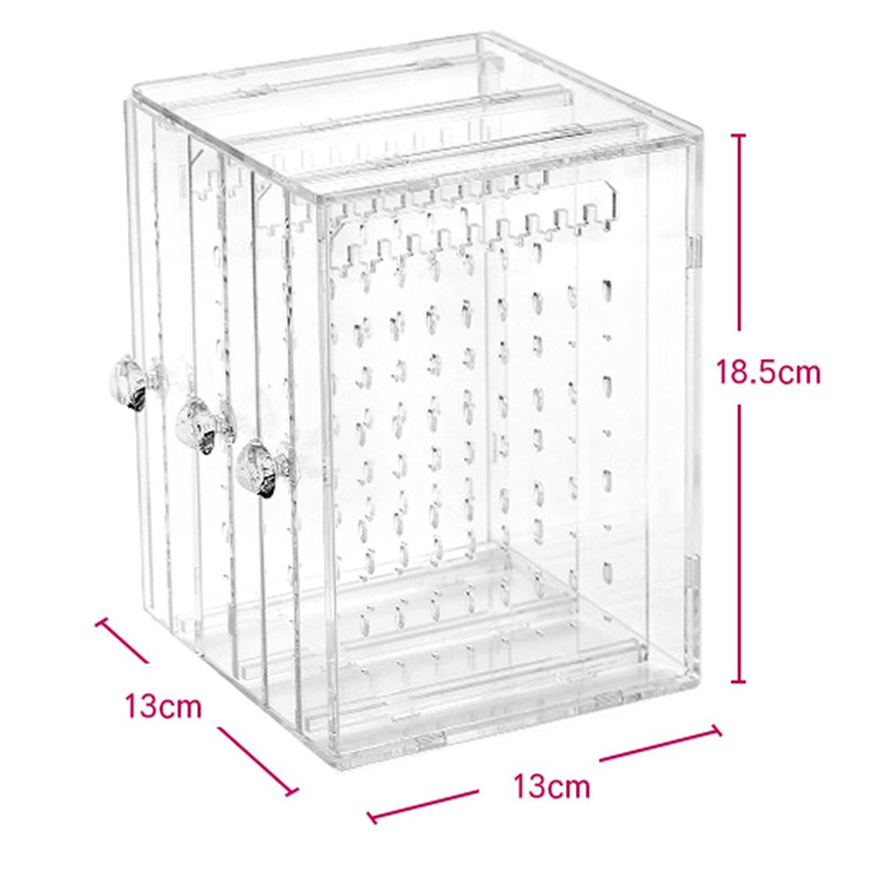 [Australia] - Orgrimmar Acrylic Jewelry Storage Box Earring Display Stand Organizer Holder with 3 Vertical Drawer (Transparent) Transparent 