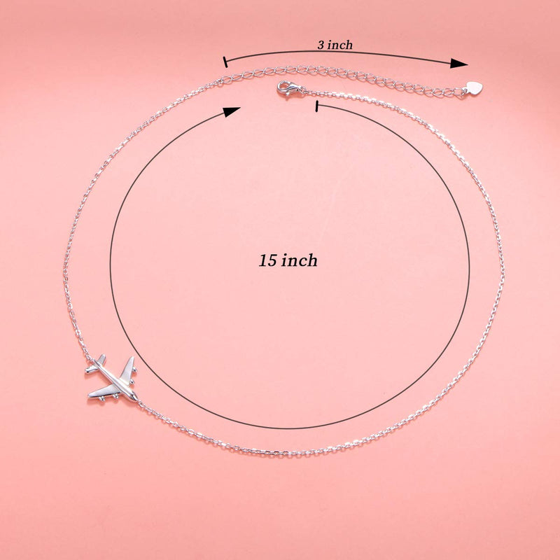 [Australia] - Aircraft Jelwery Set S925 Sterling Silver Airplane Choker Necklace Ring Bracelet Anklet Earrings for Women Teen Girls, Best Gifts for Stewardess Flight Attendants Pilots 