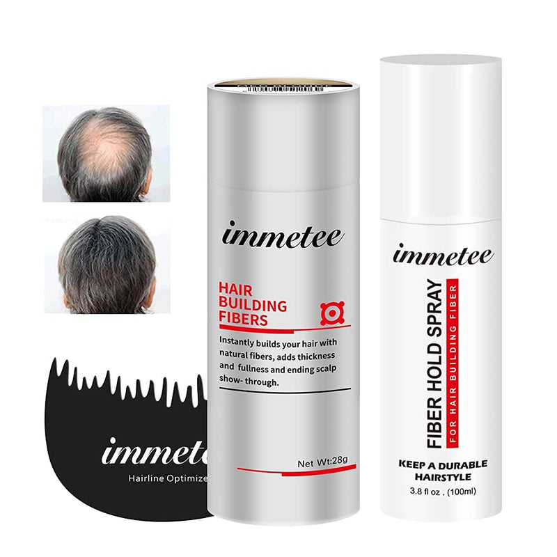 [Australia] - IMMETEE Hair Fibers 4-in-1 Kit Set Includes Natural Hair Thickening Fibers & Spray Applicator Pump Nozzle & Locking Setting Hold Hair Spray & Hairline Optimizer Comb | Instantly Conceal (Dark Brown) Dark Brown 