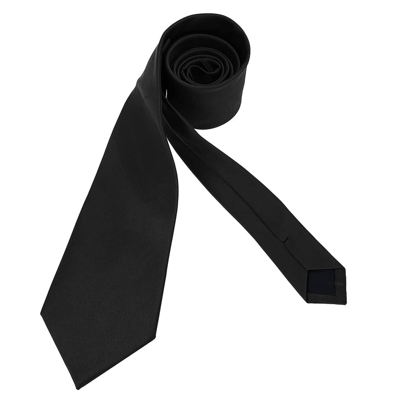 [Australia] - Men's Ties Solid Pure Color Plain Formal Black Ties For Men 