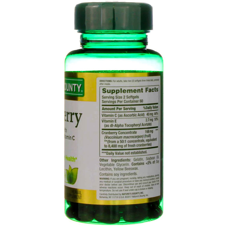 [Australia] - Nature's Bounty Cranberry Fruit 4200 mg, Plus Vitamin C, 120 Softgels 