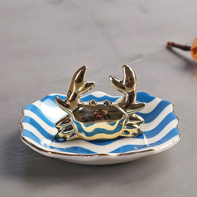 [Australia] - lemonadeus Ceramic Coastal Crab Jewelry Trays Ring Holder Rings Display 