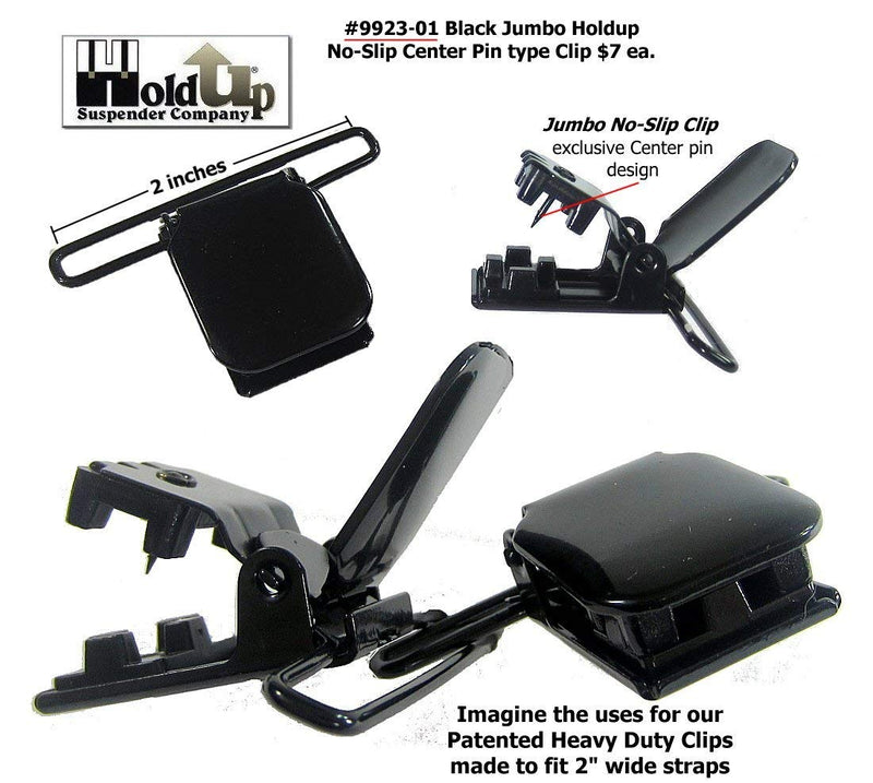 [Australia] - Jumbo Holdup patented no-slip suspender center pin type clips Black 1 