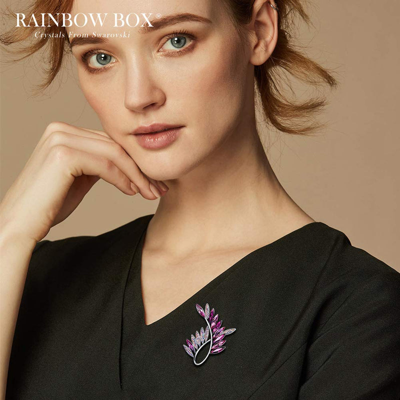 [Australia] - Rainbow Box Brooches for Women, Brooch with Swarovski Crystal Jewelry Fashion Women's Brooches & Pins Purpel 