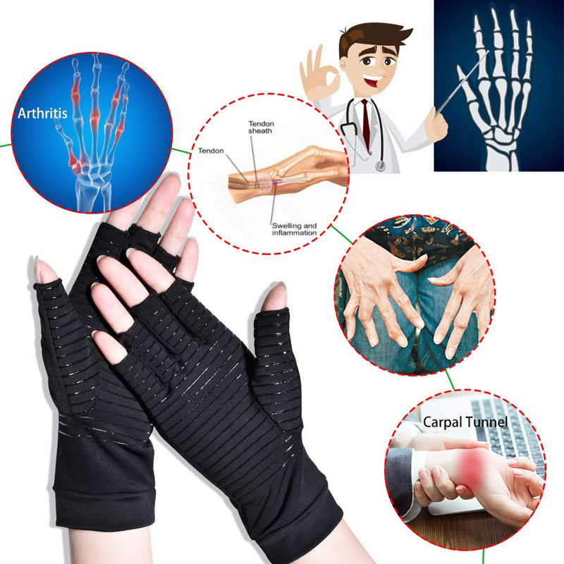 [Australia] - Arthritis Gloves,New Material, Compression for Arthritis Pain Relief Rheumatoid Osteoarthritis and Carpal Tunnel, Premium Compression & Fingerless Gloves (Black, L)… 