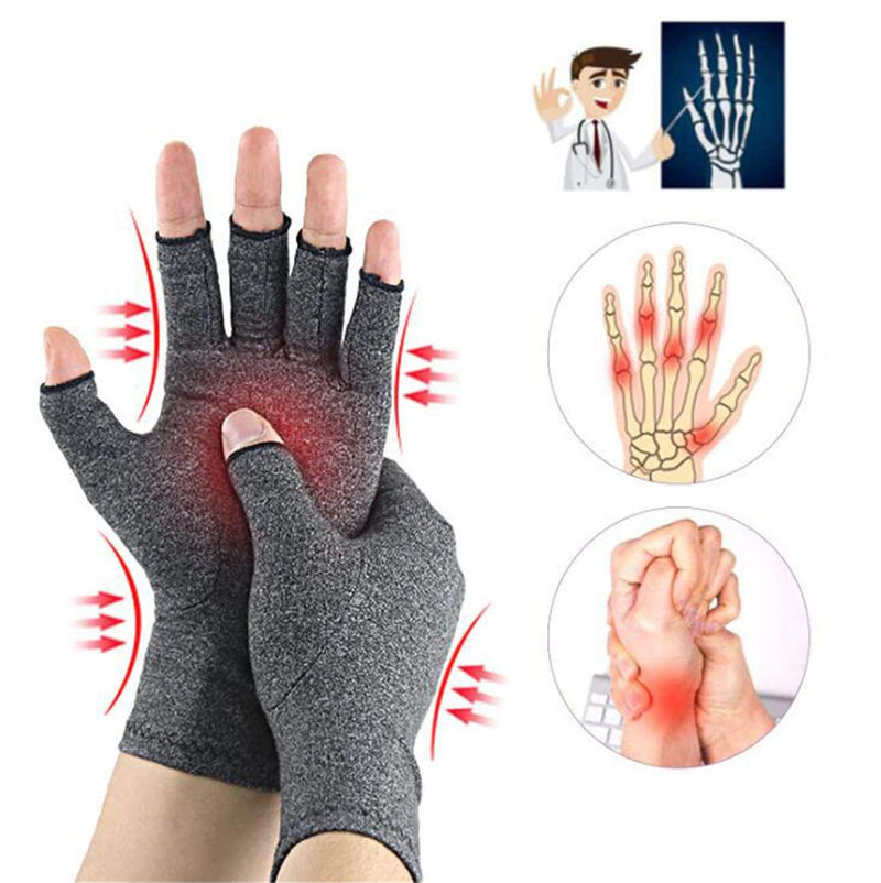 [Australia] - Arthritis Hand Compression Gloves – Men, Women Rheumatoid Osteoarthritis and Carpal Tunnel Pain Relief Glove Comfortable Hand Compression Sleeve Fingerless Design, Support for Hands and Joints (M) Medium 