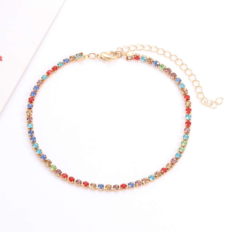 [Australia] - CEALXHENY Anklets for Women Cute Charms Butterfly Ankle Bracelets Colorful Rhinestone Anklets Bohemia Layering Chain Anklets for Girls Summer Beach Foot Jewelry Set Gold 