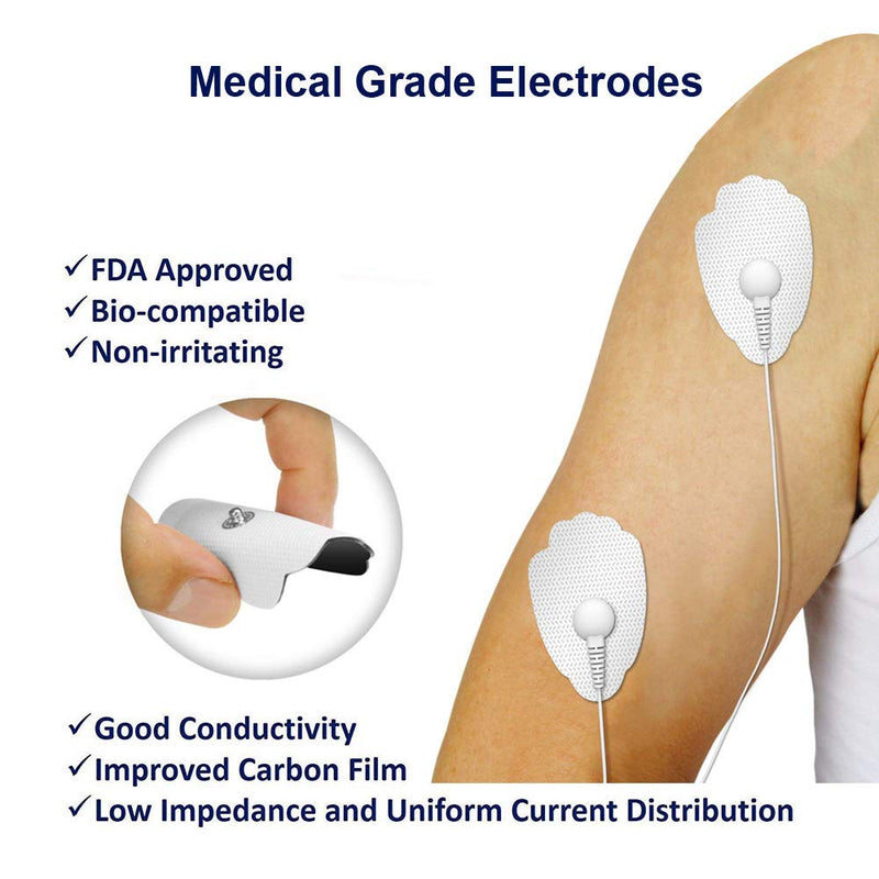 [Australia] - QUILLE TENS Electrodes - 20 TENS Unit Pads Electrode Pads Reusable Self-Adhesive Replacement Massage Pads (Snap on) - TENS/EMS Electronic Pulse Massager 