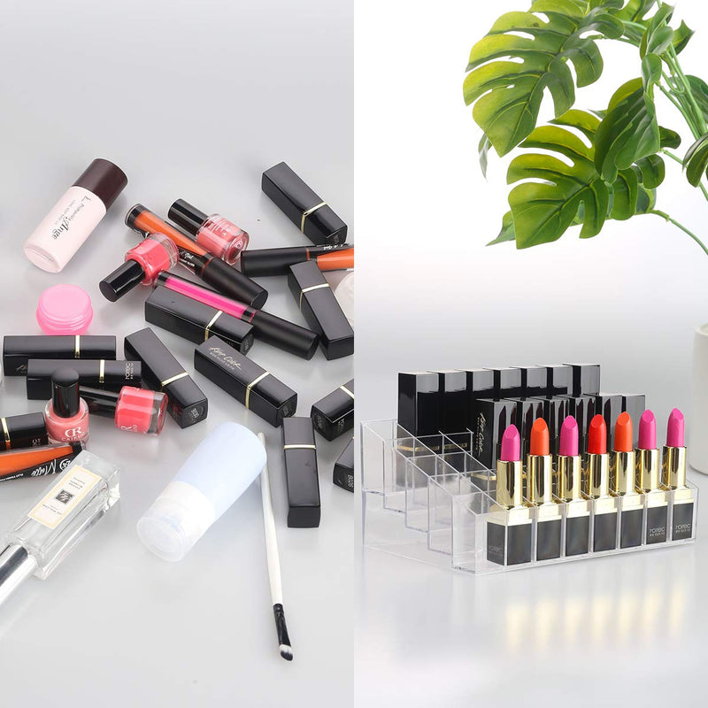 [Australia] - Gospire 40 Space Lipstick Holder, Clear Acrylic Lip Gloss Lipstick Holder Case Display Rack Holder & 40 slots (in a 8 x 5 arrangement) Makeup Organizer 