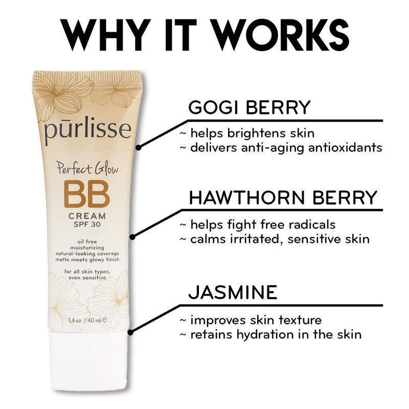 [Australia] - purlisse BB Tinted Moisturizer Cream SPF 30 - BB Cream for All Skin Types - Smooths Skin Texture, Evens Skin Tone - 1.4 Ounce (DEEP) DEEP 