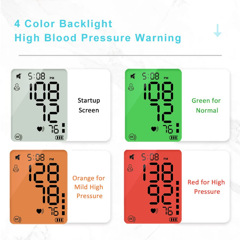 [Australia] - Blood Pressure Monitor with Large Cuff, Elera Home Use Blood Pressure Machine for 24cm - 48cm Upper Arm, with 4-Color LCD Display, High Blood Pressure Warning(Blue White) Blue White 