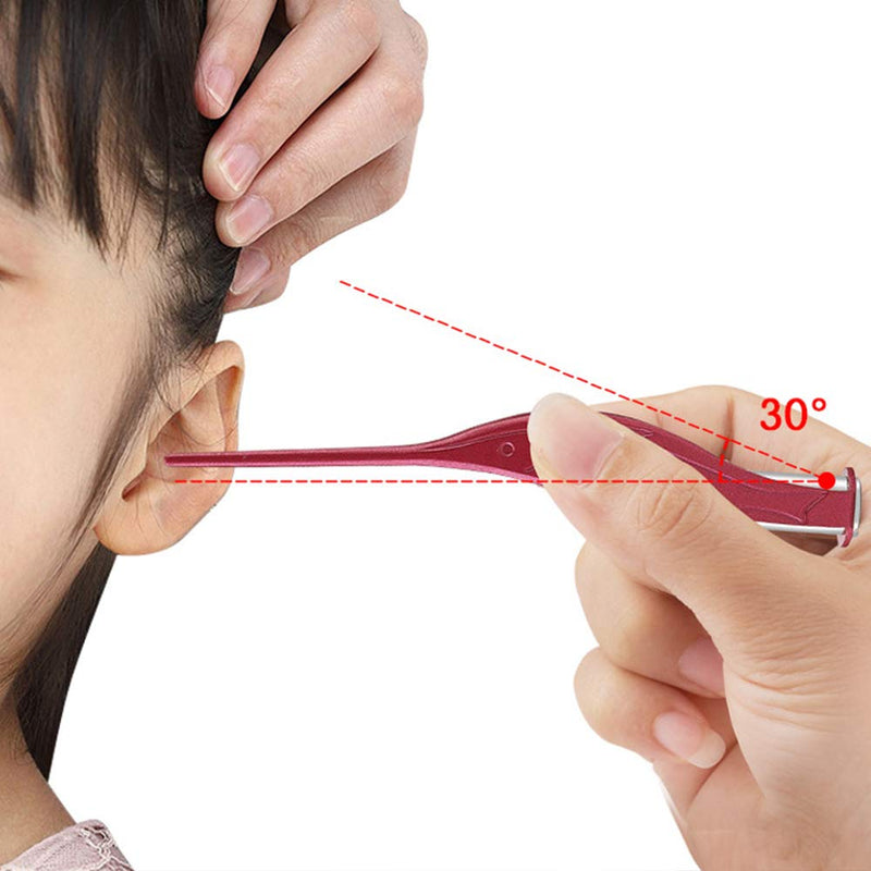 [Australia] - 2 Pcs Ear Wax Removal Tool with Light - Ear Pick Cleaner Kit for Kids and Adults, Earwax Spoon Digger & Tweezers for Ear Health Care Gift Set with Case (Red) Red 