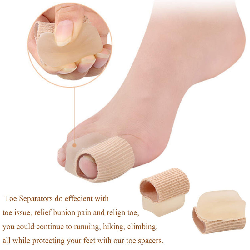 [Australia] - 6 Pieces Gel Toe Spacer Separators, Bunion Corrector for Overlapping Toe, Silicone Toe Spacers with Soft Gel Lining for Hallux & Bunion Pain Relief (L Size) 