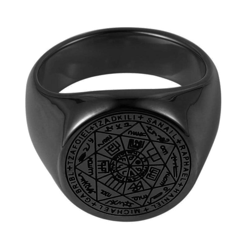 [Australia] - HZMAN Seals of The Seven Archangels Rings Choker Statement Silver Gold Stainless Steel Bnads Black 6 