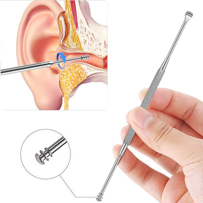 [Australia] - Ear Wax Removal Kit, 8 Pcs Ear Pick Earwax Removal Tool, Ear Cleansing Tool Set, Stainless Steel Ear Wax Remover with Storage Box, Reusable Ear Curette Wax Removal Set for Family & Adults 8 Piece Set 