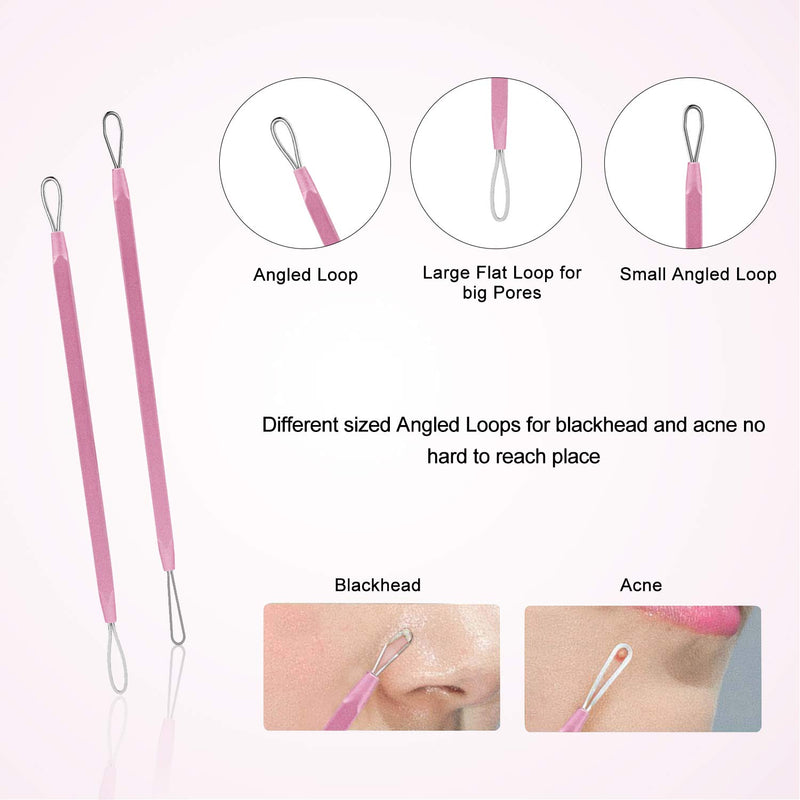 [Australia] - 10PCS Blackhead Remover Tool, Aooeou Professional Pimple Popper Tool Kit - Treatment for Blemish, Whitehead Popping, Zit Removing for Risk Free Nose Face, Anti-slip Coating Handle(Pink) Pink 