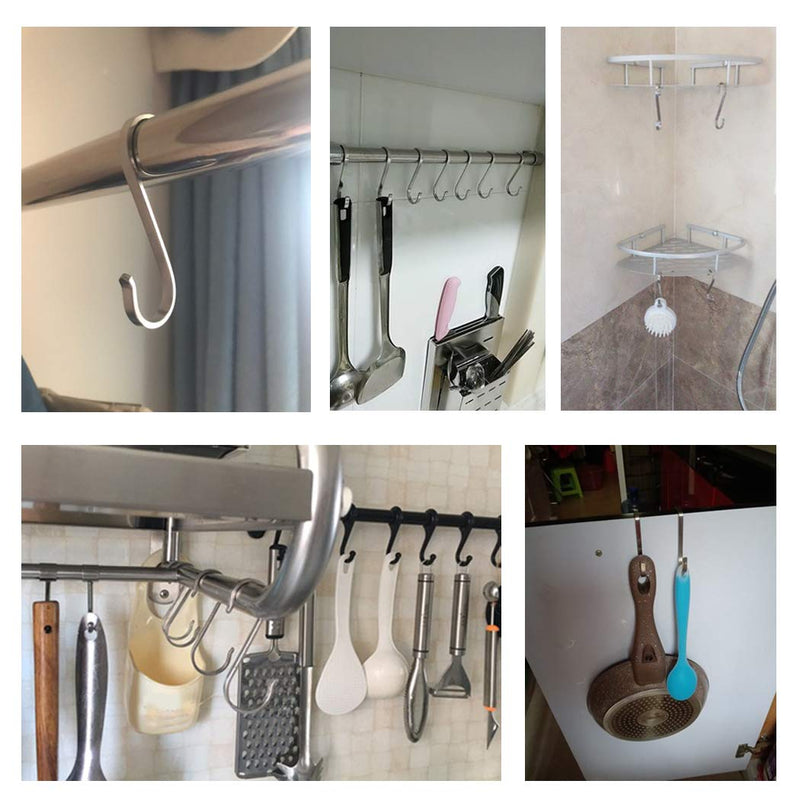 [Australia] - Heavy Duty 304 Stainless Steel S Shaped Metal Hanging Hooks for Hanging, Metal Kitchen Pot Pan Hanger Storage Rack Closet S Type Hooks(10PCS) XL 