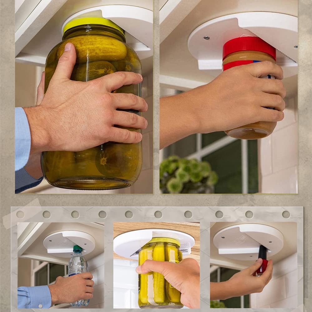 Under Cabinet Jar Opener - Undermount Lid Gripper Tool Easily Grip And  Unscrew Multi-sized