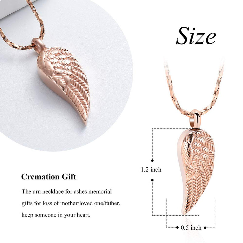 [Australia] - Imrsanl Angel Wings Cremation Jewelry for Ashes Pendant Stainless Steel Keepsake Memorial Urn Necklace for Human/Pets Rose Gold 