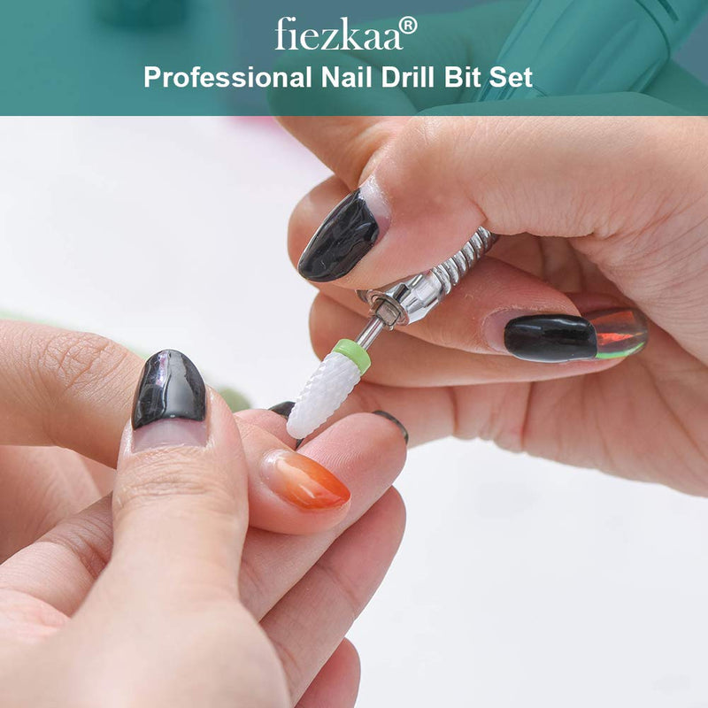 [Australia] - Fiezkaa Nail Drill Bits Set 10Pcs- 3/32 Ceramic Nail Drill Bits for Acrylic Gel Nails Professional Efile Nail Drill Bits Cuticle Remover Diamond Bits for Nails Manicure Pedicure 